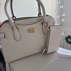 GUESS Cream Satchel with Pouch